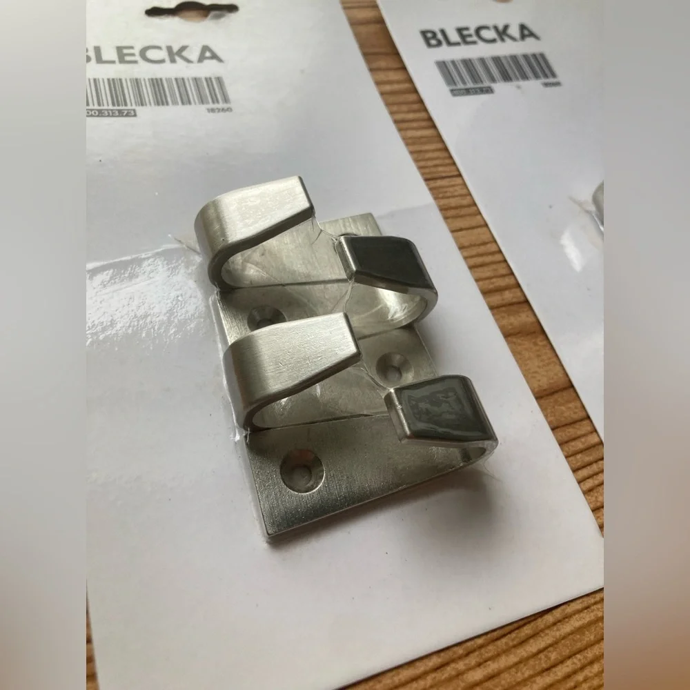 Lot Of 2 Packs IKEA Blecka Hooks Nickel Plated 2 Inch Total Of 8 Hooks Brutalist